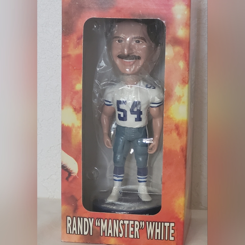 Vintage Randy Manster White Dallas Cowboys bobblehead Hall of Fame open Box New